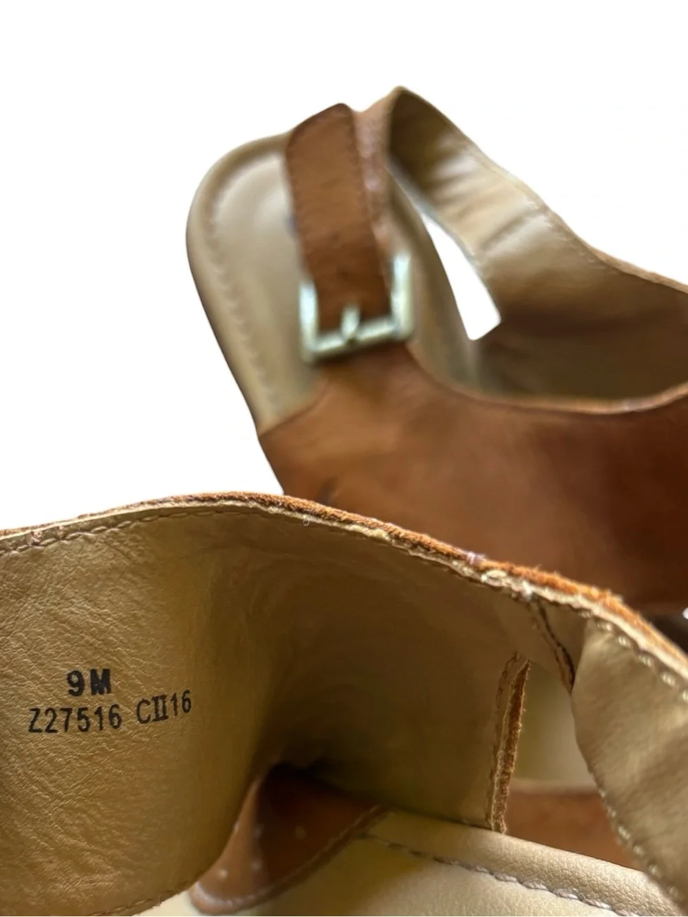 b.o.c. Born Helena Leather Slingback Clog Platform Wedges Womens Size 9 Boho Tan